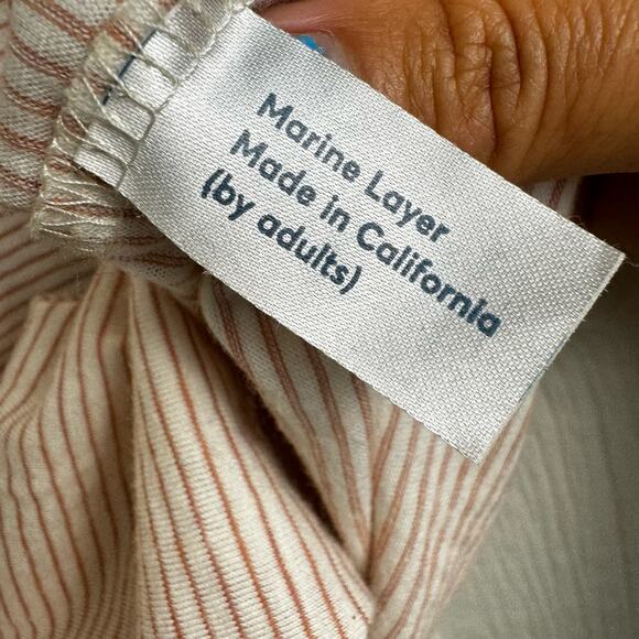 Marine Layer Striped Bonita Rose Printed Cotton Rayon Blend Shirt Size Medium - Picture 6 of 9